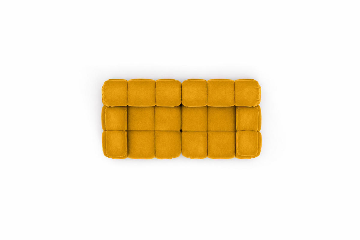 COUCH, 2-Sitzer Modular, Veloursstoff Salvador, Gelb, Selia - Gelb, Holz (190/70/95cm) - Kaiser Möbel