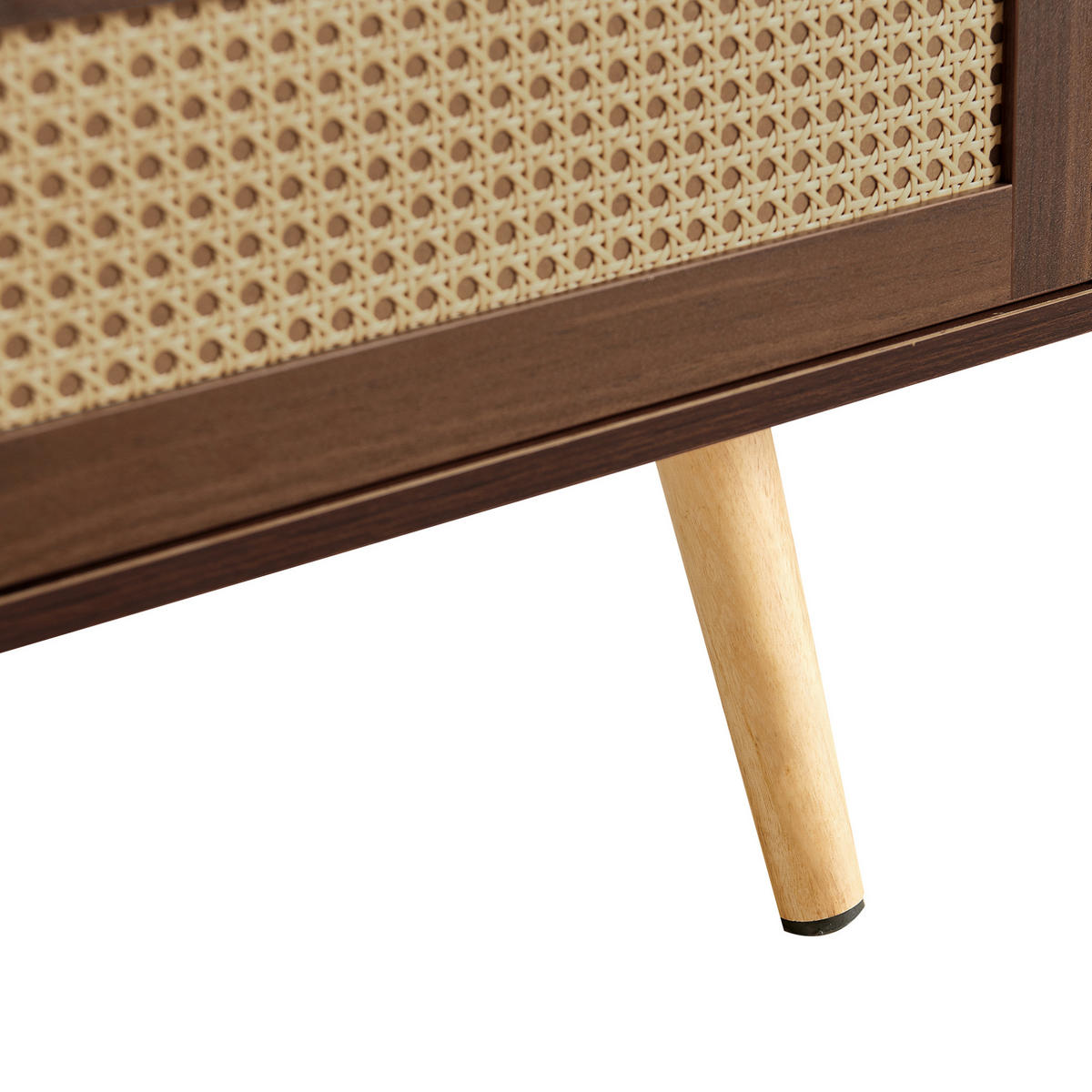COUCHTISCH 105/55/40 cm in Braun mit Rattan-Schiebetür und Massivholzbeinen - Braun, Holzwerkstoff (105/55/40cm) - Flora Grace