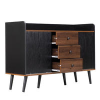 SIDEBOARD aus MDF/Spanplatte (E1) in Schwarz mit Schiebetüren und Schubladen, 117,5/40/80 cm, Schwarz - Schwarz, Holzwerkstoff (40/80/117.5cm) - Redom