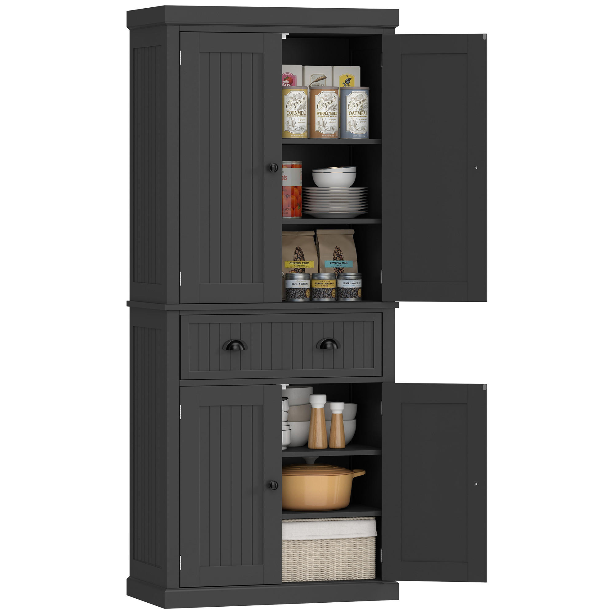 HIGHBOARD DE-11318 4 Türen Schwarz - Schwarz, Holzwerkstoff (40.2/183/76.2cm) - ComfortXL