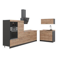 BUCĂTĂRIE Fame-Line, Stejar auriu/antracit, 380 cm, AP Stejar - culoare lemn stejar/antracit, compozit lemnos (380/153.6/60cm) - Vicco