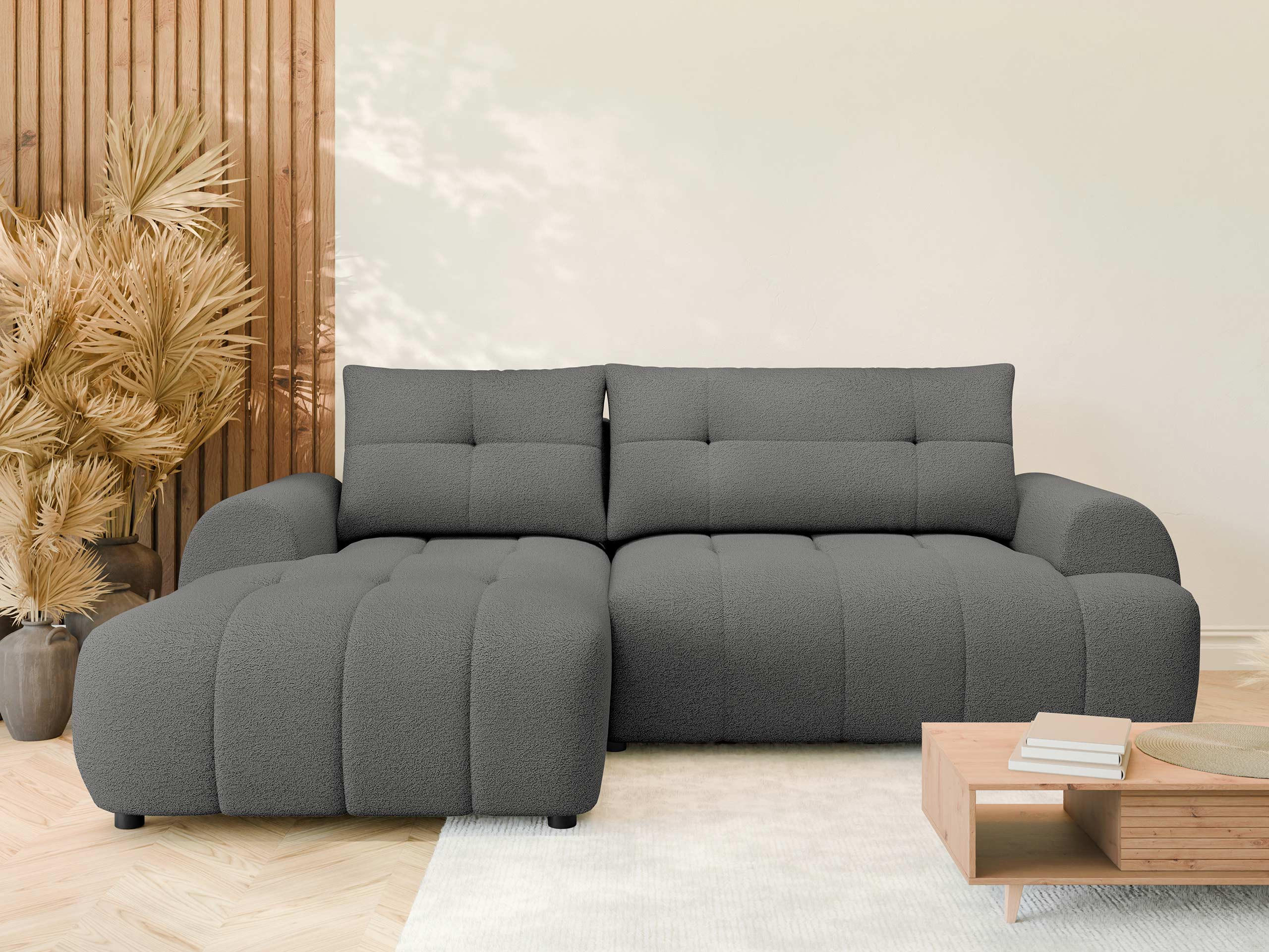 ECKSOFA Fiorano, Seite: Links - Schwarz/Grau, Holz/Kunststoff (265/177cm) - MIRJAN24