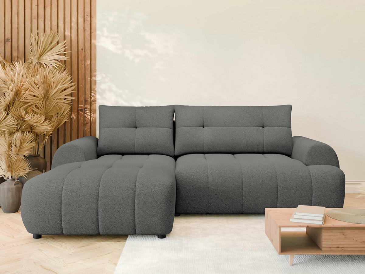 ECKSOFA Fiorano, Seite: Links - Schwarz/Grau, Holz/Kunststoff (265/177cm) - MIRJAN24
