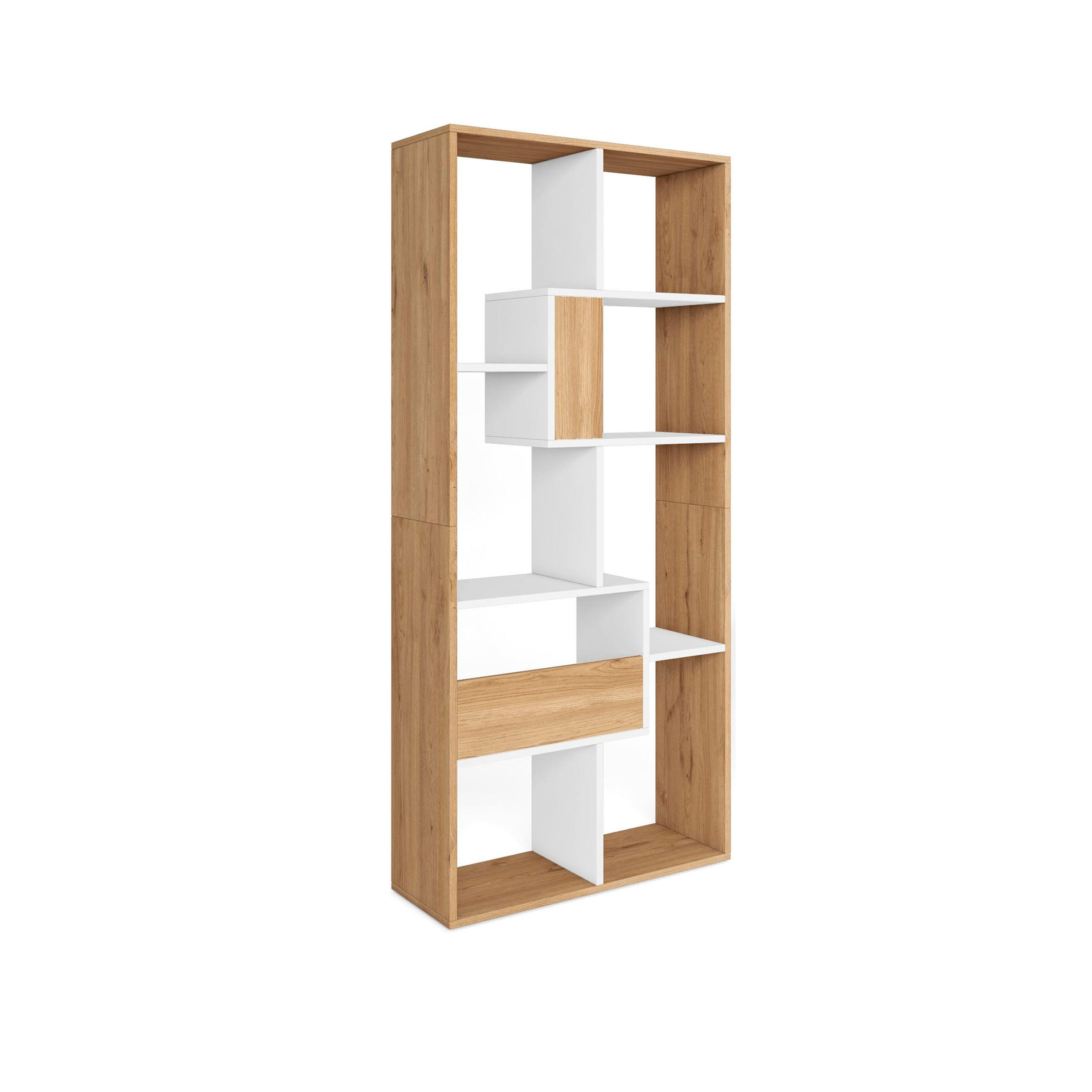 Skraut Home Regal Eiche, Weiß 67x162x31 cm