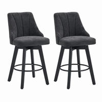 BARHOCKER drehbar mit Rückenlehne 53 x 53,5 x 94,5 cm Grau 2er-Set - Grau, Metall (53/94.5/53.5cm) - Meubliv