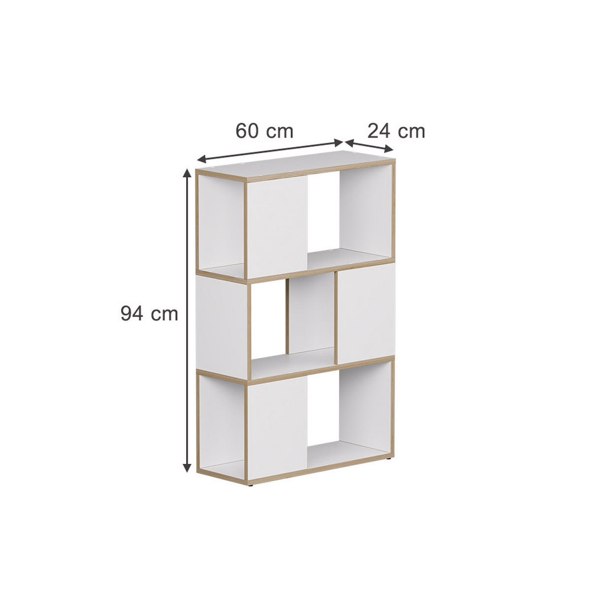 RAUMTEILER Eneos Weiß/Eiche 60 x 94 cm - Eichefarben/Weiß, Holzwerkstoff (60/94/24cm) - Vicco