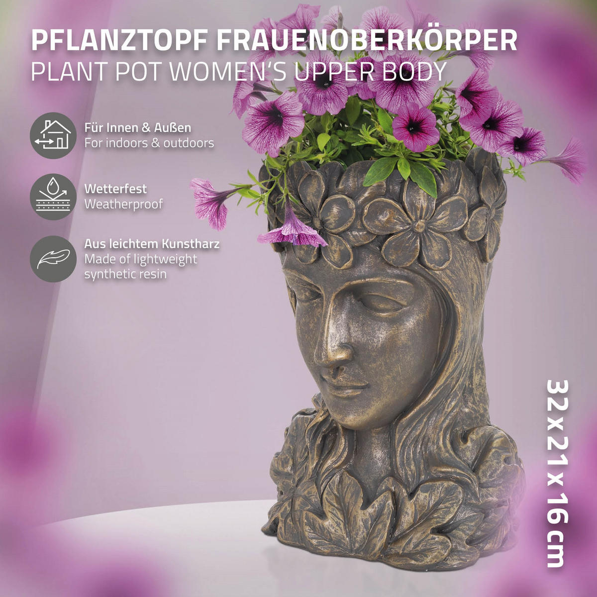 PFLANZTOPF rund Bronze 21/16/32 cm - Bronzefarben, Holzwerkstoff (32cm) - ML-DESIGN