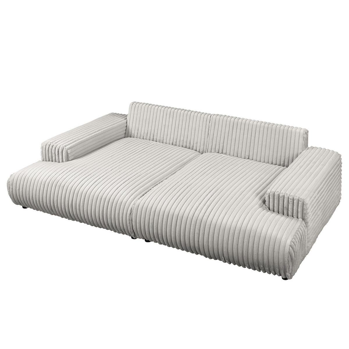 BIGSOFA - Silberfarben/Schwarz, Kunststoff/Textil (237/79/144cm) - home24