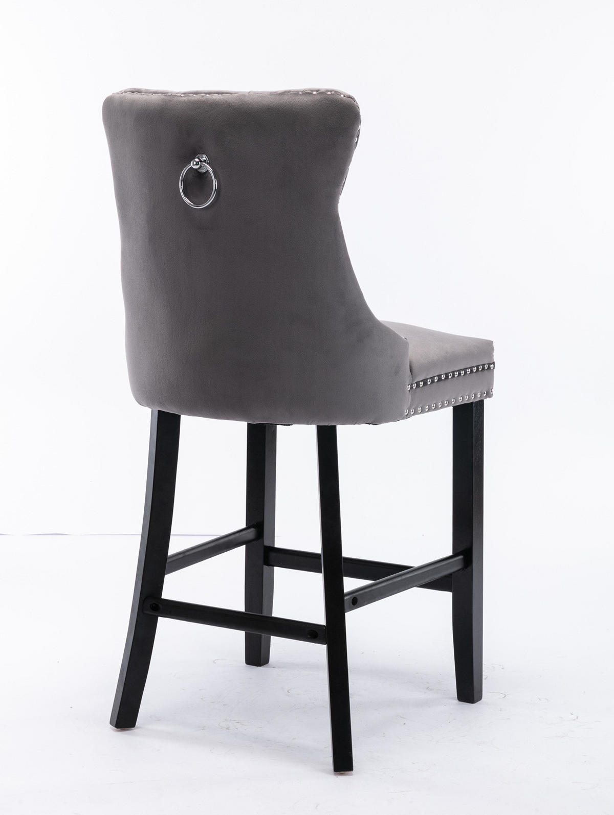 BARSTUHL 2er-Set mit hoher Rückenlehne Samt Grey - Grau, Metall (50/66/60cm) - Meubliv
