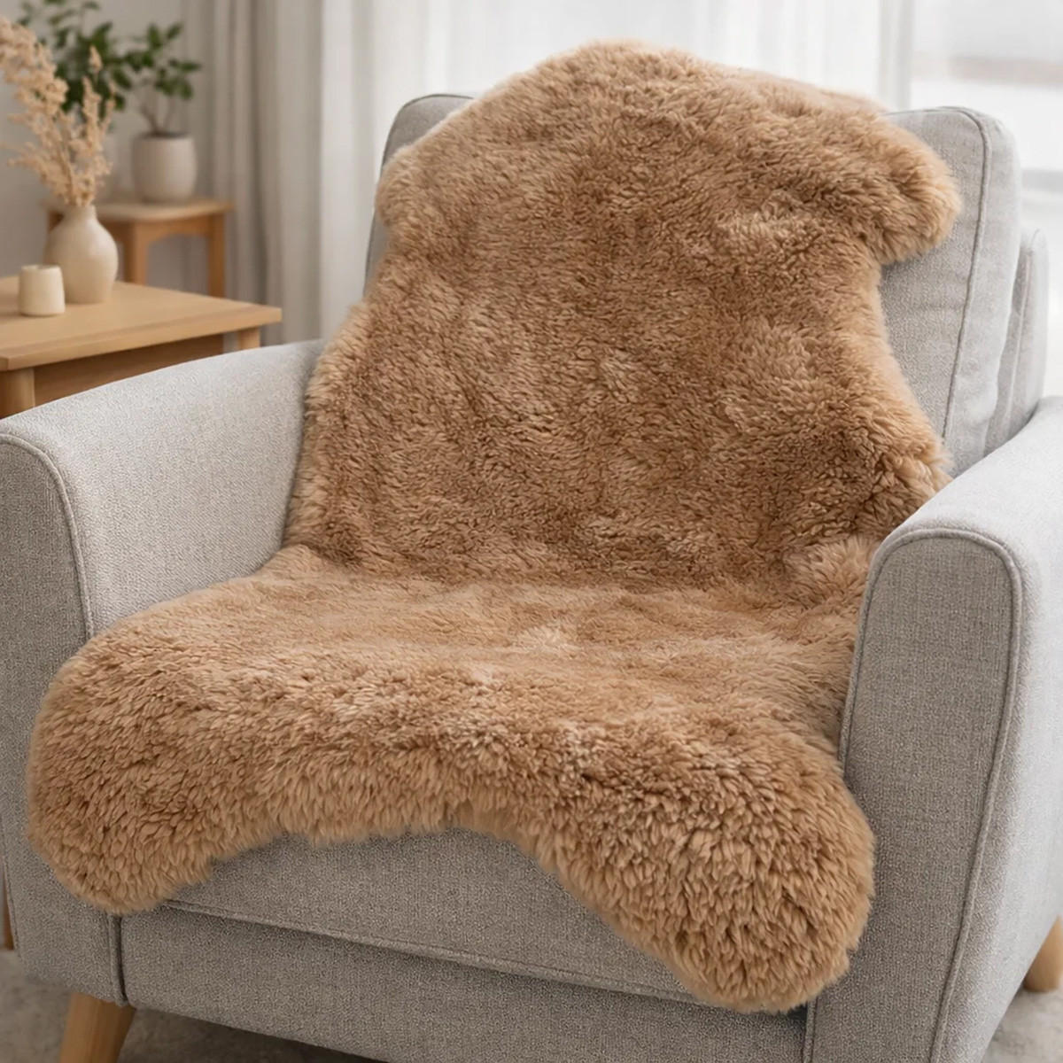 SCHAFFELL Premium Merino Lammfell Natur Beige geschoren ca. 115 cm - Beige, Fell (65/115cm) - Provellus