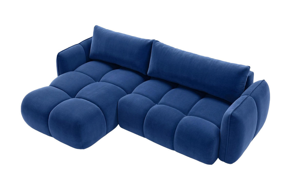ECKSOFA L-Form Mit Schlaffunktion, Veloursstoff Bluvel, Tintenblau, Links, BELVEDER L - Blau, Holz (250/168cm) - Kaiser Möbel