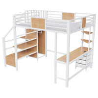 HOCHBETT 140/200 cm DE-32568 mit Schreibtisch und LED Weiß - Weiß, Metall (140/200cm) - ComfortXL