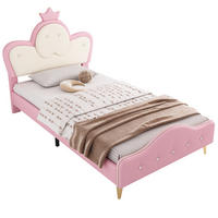 POLSTERBETT 90/200 cm Rosa Weiß mit LED-Beleuchtung und Kopfteil mit Krone - Weiß, Kunststoff (90/200cm) - OKWISH