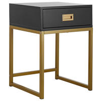 BEISTELLTISCH schwarz/gold 1 Schublade quadratisch 40/40/57 cm Largo - Goldfarben/Schwarz, Holzwerkstoff (40/40/57cm) - Beliani
