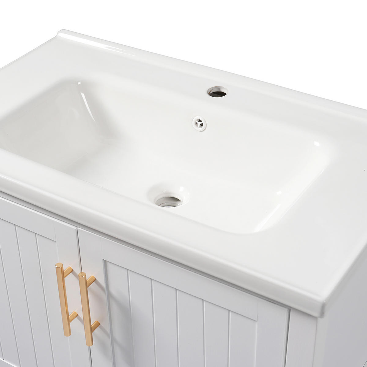 WASCHTISCH mit Unterschrank 80cm Keramikbecken Weiß - Weiß, Holzwerkstoff (80/89/47cm) - Urban Meuble