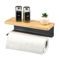 KÜCHENROLLENHALTER mit Bambusablage - Grau, Metall (32/9.5/13cm) - eluno