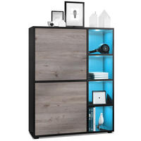 HIGHBOARD Cuba Türen in Eiche Nordic - Silbereichenfarben, Holzwerkstoff (79/105.5/35.5cm) - Vladon