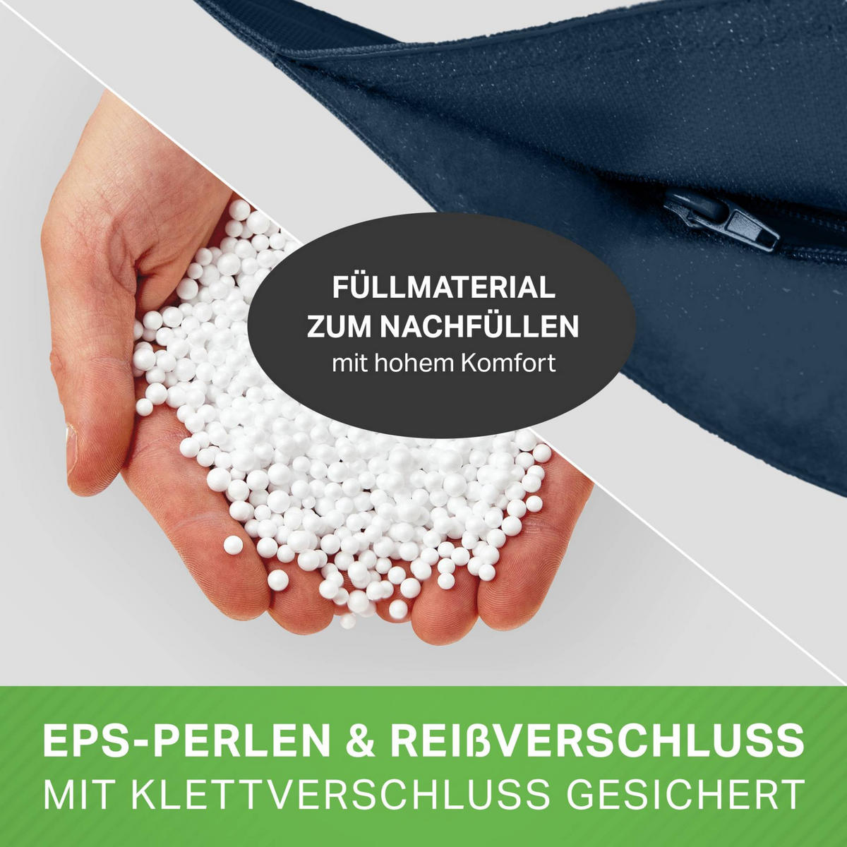 XXL-SITZSACK + Pouf 2er Set - 140x180cm - Dunkelblau, Textil (140/25/180cm) - Green Bean