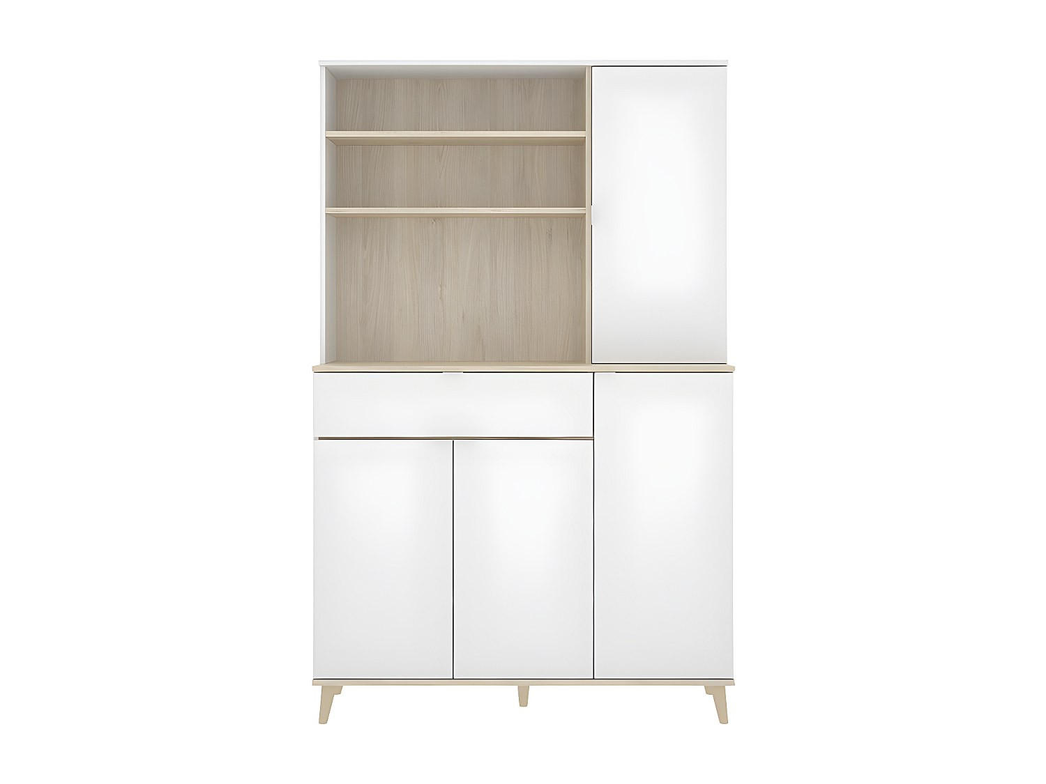 BUFFETSCHRANK - 119.3 cm x 40 cm - holz - naturfarben hell, weiß Wajdi - Weiß, Holz (119/188/40cm) - Vente-Unique