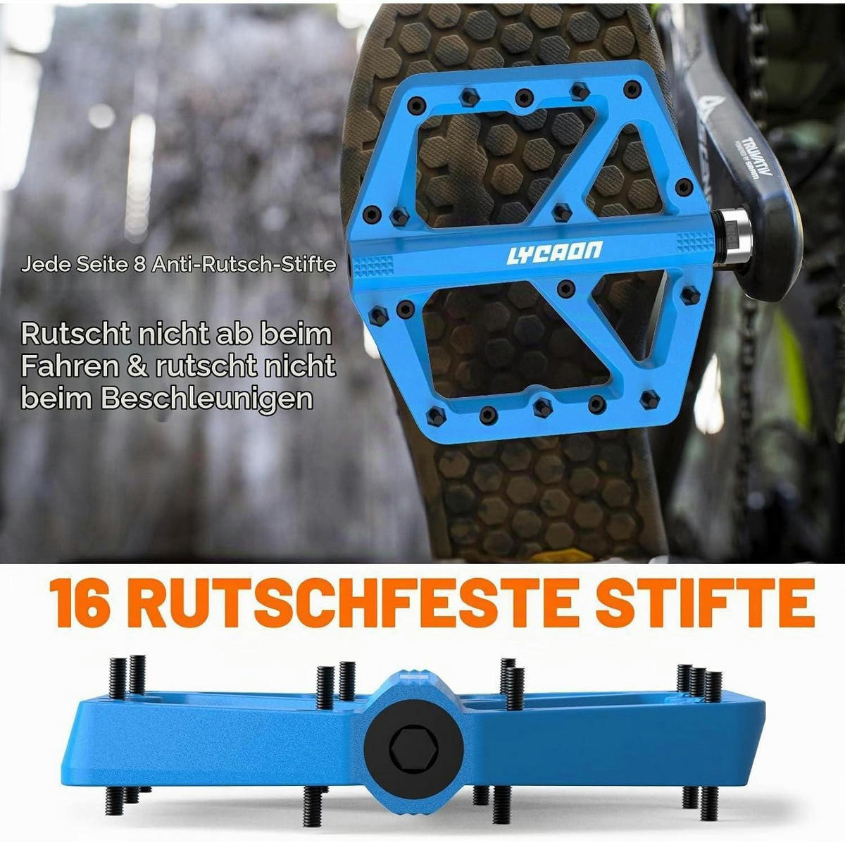 FAHRRADPEDALE Blau, Rutschfest, CR-MO Spindel - Blau, Kunststoff (10.9/1.4/10.9cm)