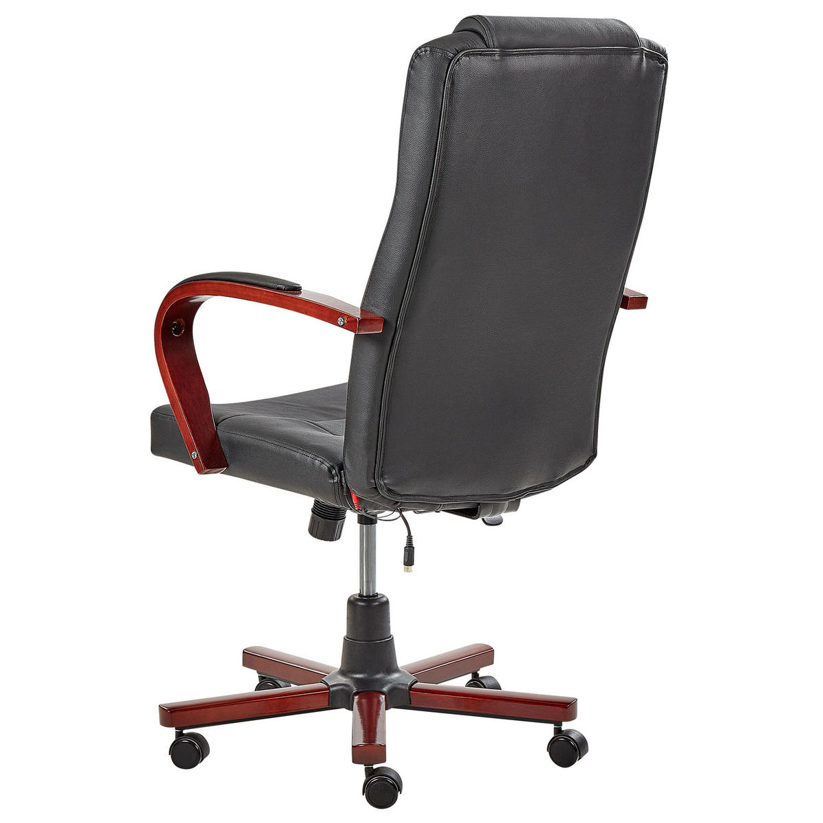 BÜROSTUHL Leder Schwarz Diamond - Schwarz, Holz/Fell (67/114/67cm) - Beliani