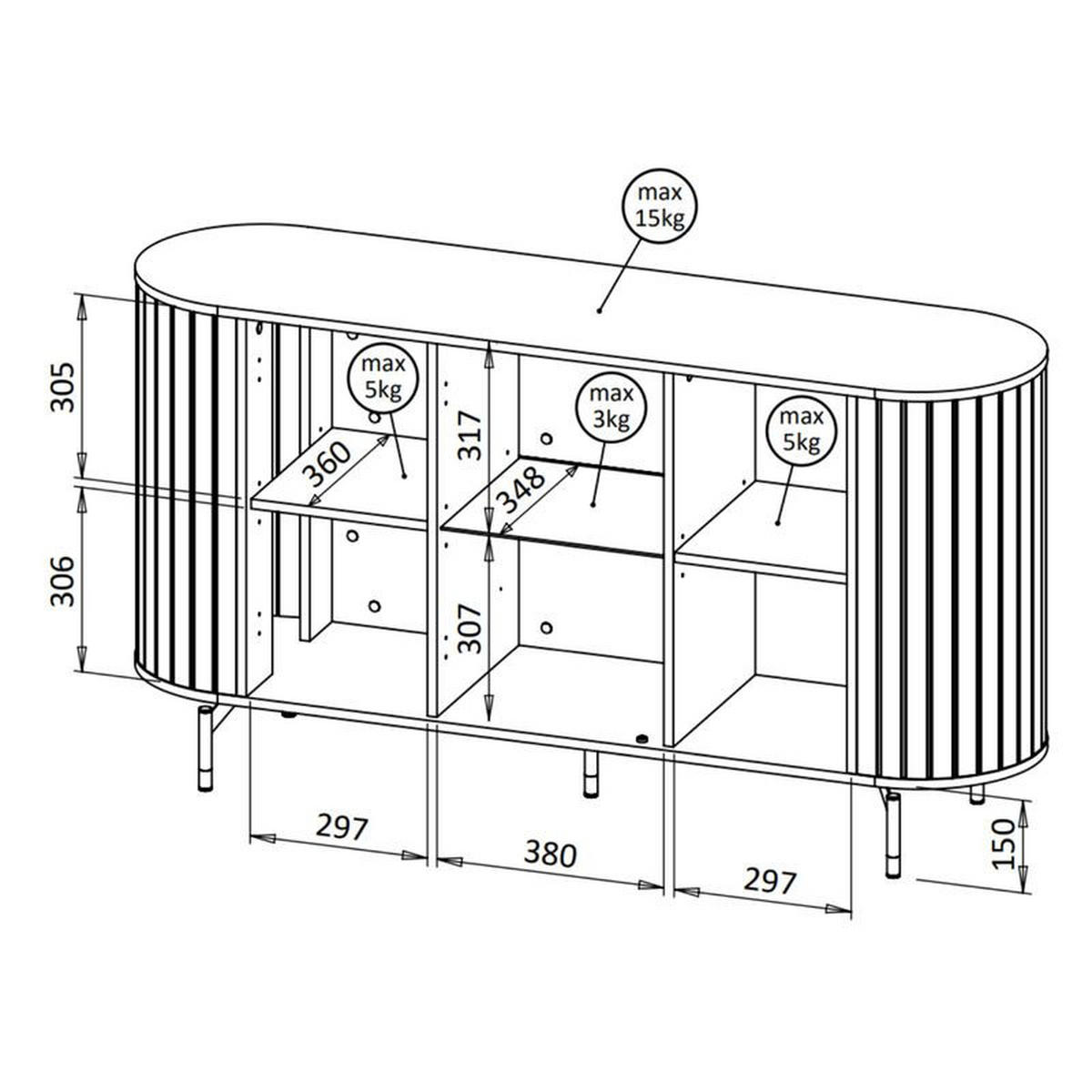 SIDEBOARD Zante Graubeige 150 cm - Taupe/Goldfarben, Holzwerkstoff/Metall (150/81/40cm) - Selsey