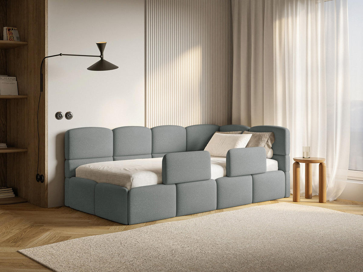 KINDERBETT Cloudy Dunkelgrau 120 cm, Chenille - Dunkelgrau/Schwarz, Kunststoff/Textil (120/200cm) - Selsey