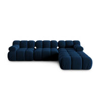 MODULARES-SOFA Bellis aus Samt königsblau 4 Sitzplätze - Blau, Textil (188/63/282cm) - Micadoni