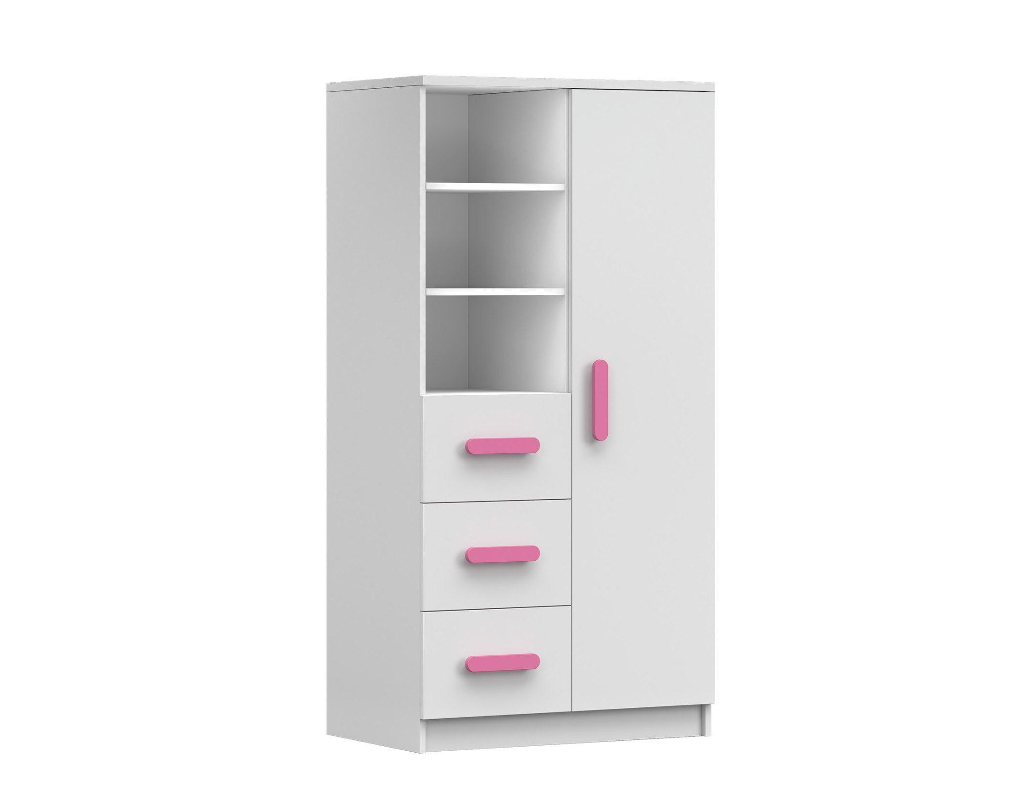 Deine Möbel 24 Kinderregal Weiß, Rosa 80x159x40 cm
