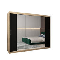 SCHWEBETÜRENSCHRANK 200/250/62 3-türig - Silberfarben/Schwarz, Holz/Kunststoff (250/200/62cm) - Abiks Möbel