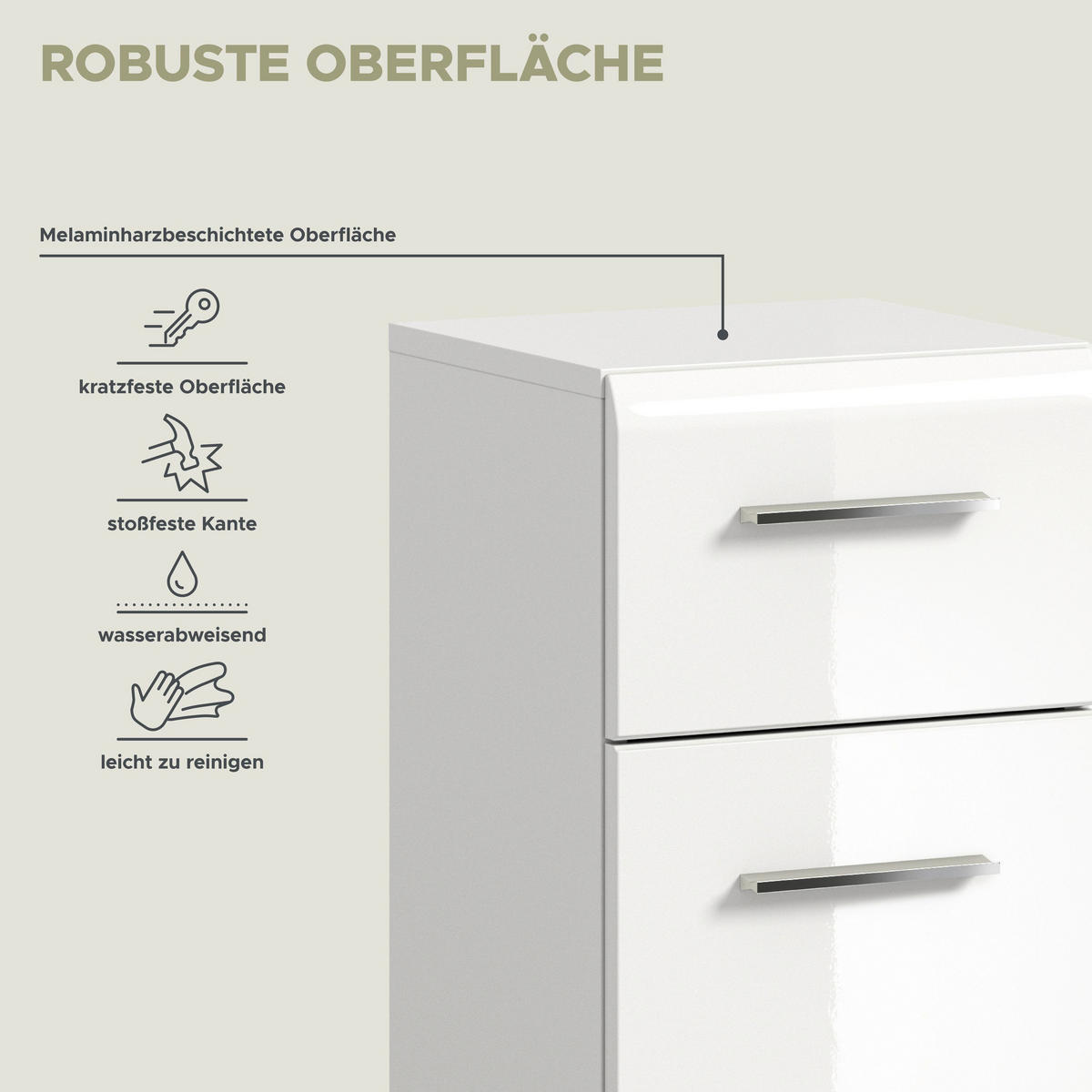 STANDSCHRANK Ice Bad in weiß Nachbildung und weiß hochglanz B/H/T: 30x80x30 cm - Weiß, Holz (30/80/30cm)
