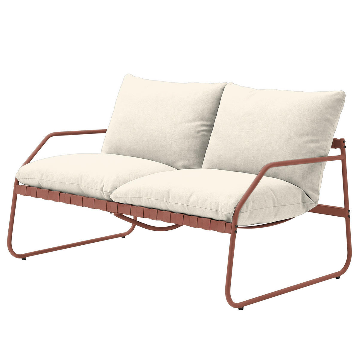 LOUNGEGRUPPE - 4-teilig - Stahl / Webstoff - Terracotta, Glas/Textil - home24