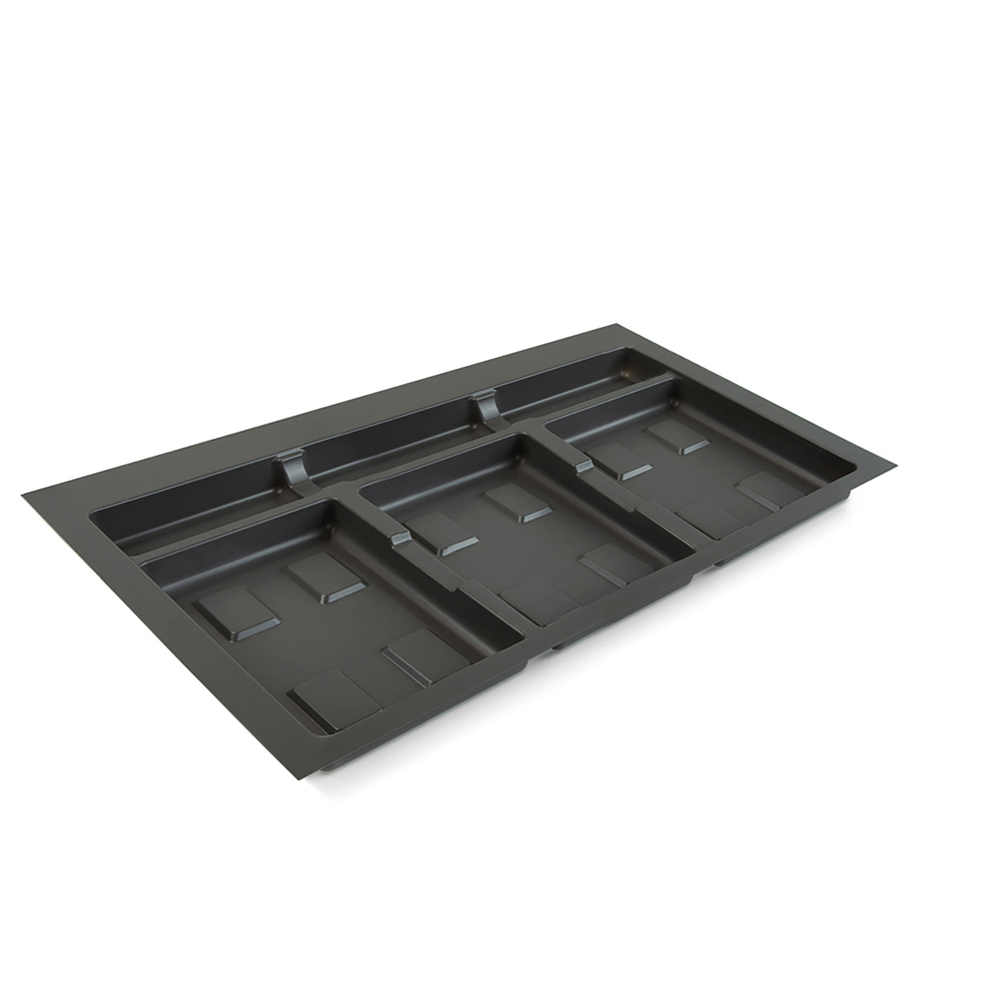 BASIS für Recyclingbehälter für Küchenschublade, 3 Fächer, Modul 800mm, Kunststoff anthrazitgrau - Anthrazit, Kunststoff (52.5/7/76cm) - EMUCA