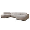 WOHNLANDSCHAFT Didim Creme 378/220/78 cm – großes Sofa stilvoll & bequem L - Creme/Schwarz, Kunststoff/Textil (220/78/378cm) - AX Living