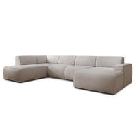 WOHNLANDSCHAFT Didim Creme 378/220/78 cm – großes Sofa stilvoll & bequem L - Creme/Schwarz, Kunststoff/Textil (220/78/378cm) - AX Living