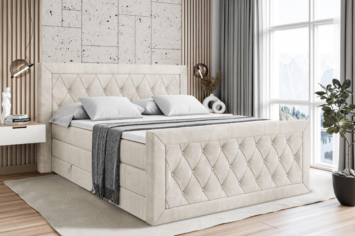 BOXSPRINGBETT NOEL-Z KING - 120 x 200 - H3/H4 - Ecru - Ecru, Holzwerkstoff (120/200cm) - ALTDECOR