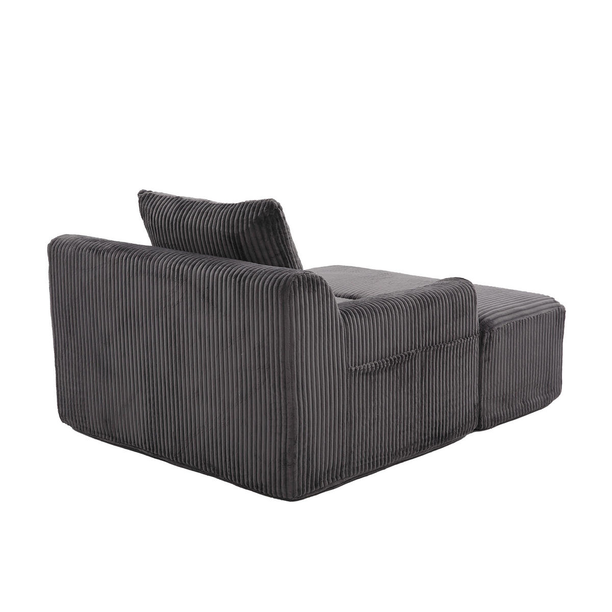 SOFASESSEL mit Fußpedal Kordsamt Dunkelgrau 147/110/67 cm - Dunkelgrau, Textil (147/67/110cm) - OKWISH