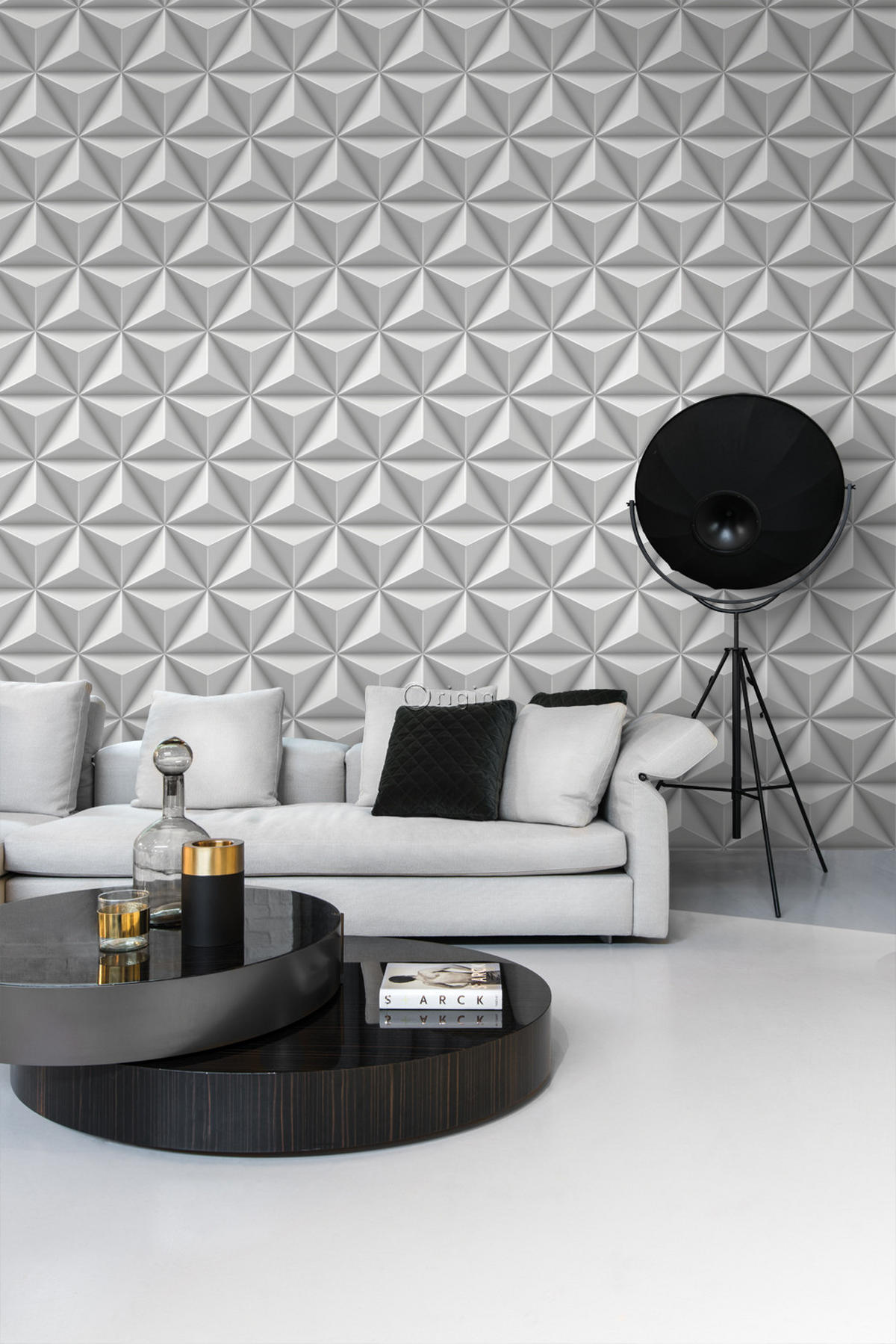 TAPETE 3D-Muster 53 cm x 10.05 m - Grau, Papier (53/1000cm) - Origin Wallcoverings