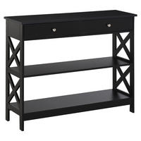KONSOLENTISCH DE-16749 2 Schubladen + 2 Ablagen, 100 cm Schwarz - Schwarz, Holzwerkstoff (100/30.5/80cm) - ComfortXL