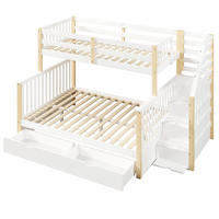 ETAGENBETT 90/140/200 cm DE-04833, mit Schubladen und Stauraum in Weiß - Weiß/Naturfarben, Holz/Holzwerkstoff (140/200cm) - ComfortXL