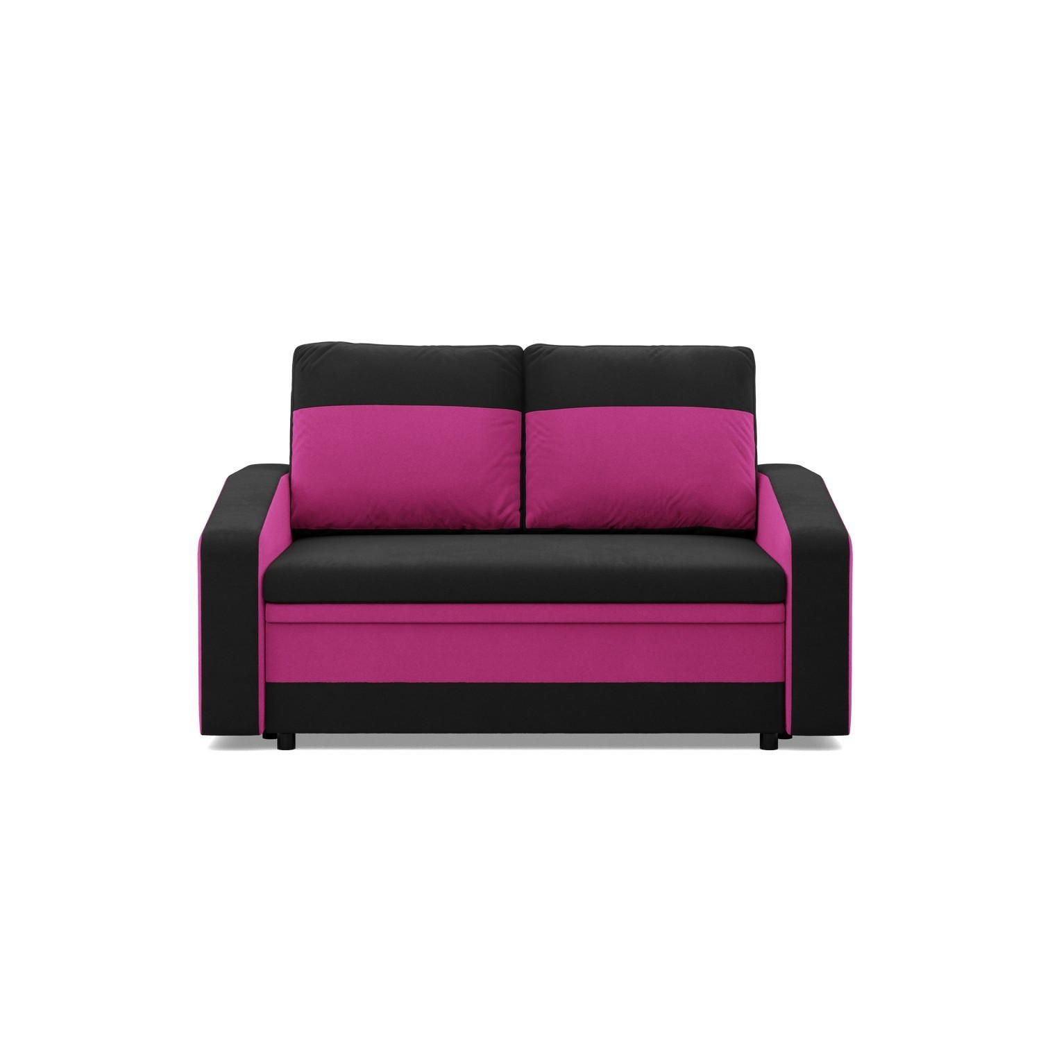 SOFA 2-SITZER MIT SCHLAFFUNKTION ORION, Schwarz + Rosa - Pink/Schwarz, Textil (148/90/87cm)
