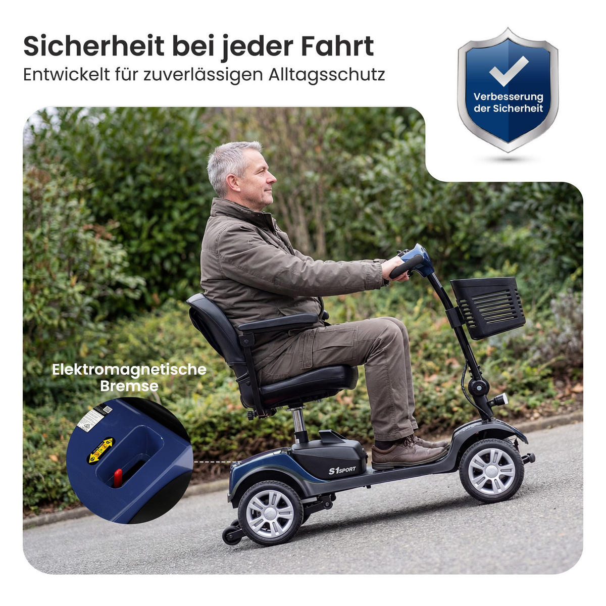 ELEKTROMOBIL 300W 25km Reichweite 360°Drehsitz 136kg Traglast Seniorenmobil - Blau, Metall (50/94.5/119cm) - Gisaae