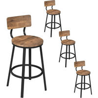 BARHOCKER 4er Set, Metallgestel, Vintagebraun - Dunkelbraun/Schwarz, Holzwerkstoff/Metall (51.5/89/51.5cm) - Woltu
