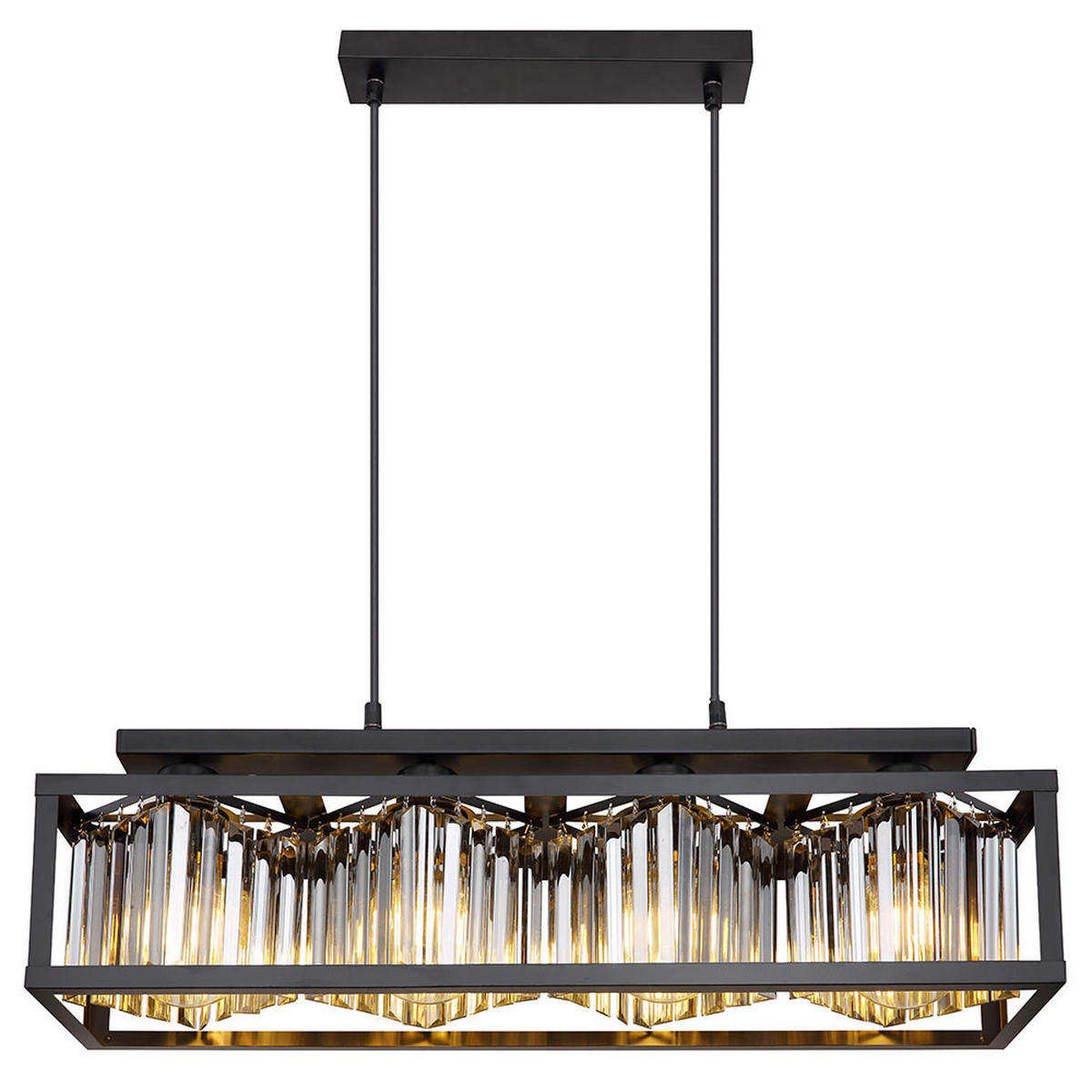 HÄNGELEUCHTE Metall Schwarz Kristalloptik - Schwarz, Glas (68/17/120cm)