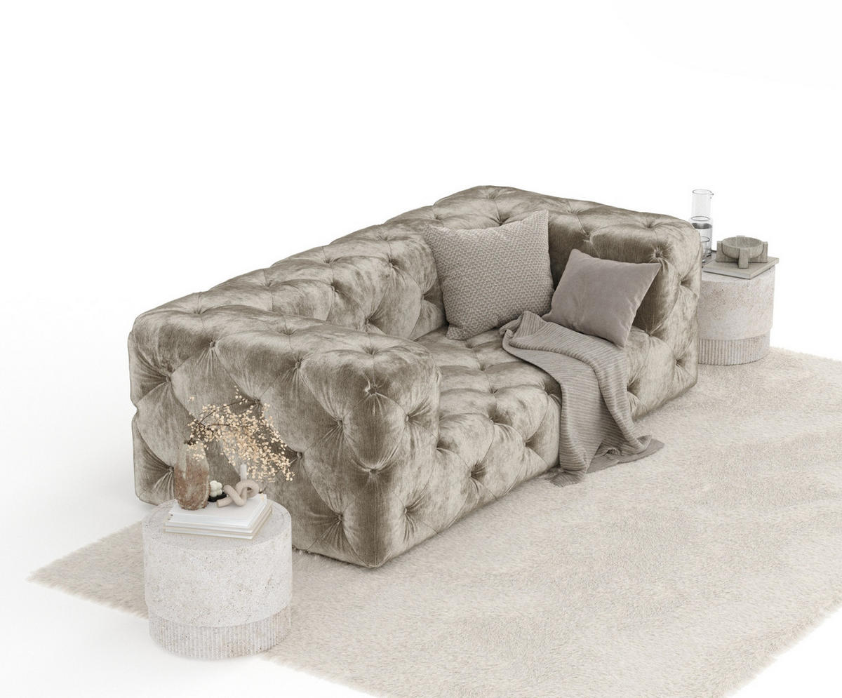 2-SITZER-SOFA Cosimo Beige Chenille - Beige/Schwarz, Holz/Holzwerkstoff (193/71/100cm) - Maison de Reve