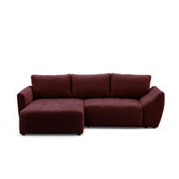 ECKSOFA NICE L Links mit Schlaffunktion 137x204 Chenille Rotwein - Schwarz/Dunkelrot, Holz/Textil (260/165cm) - Muffo
