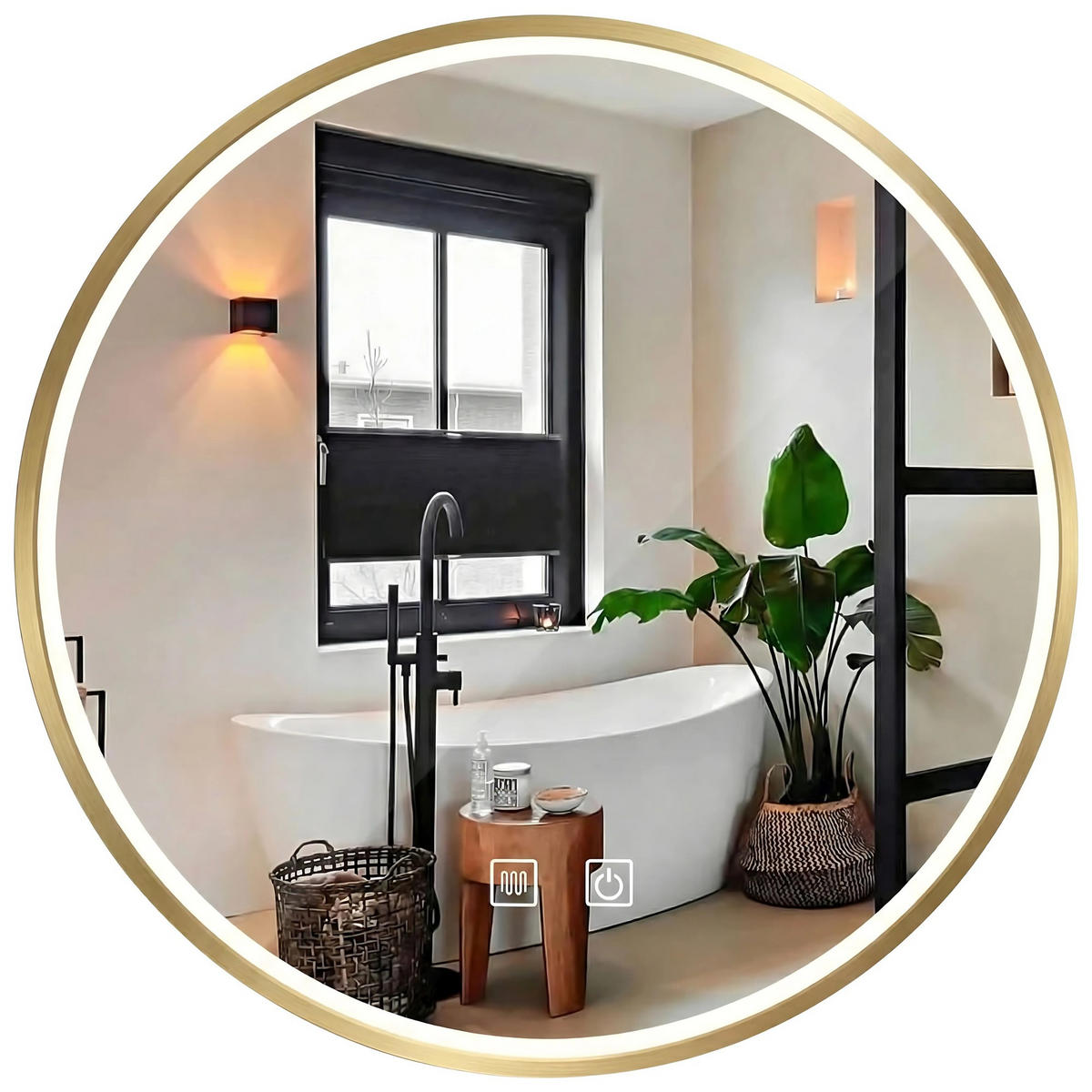 SPIEGEL Rea Led 70cm Mmj Brush Gold - Roségold, Glas (70/70/70cm) - REA