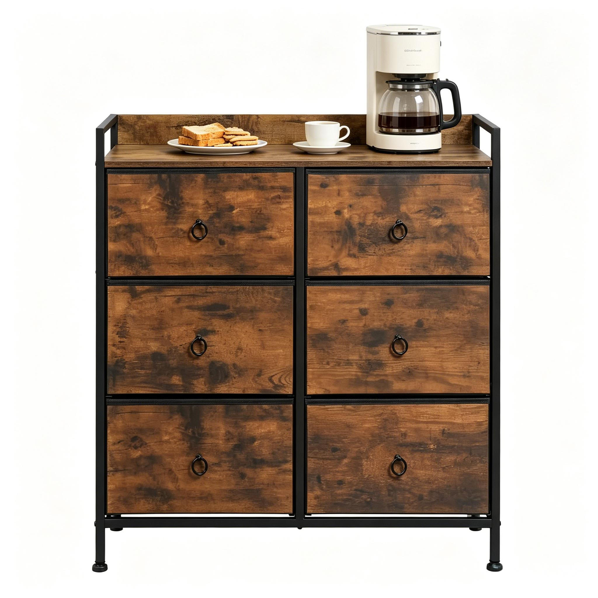 KOMMODE Schwarz und Rustikales Braun 80/29/78 cm - Schwarz, Holz (80/78/29cm) - PANGIVO