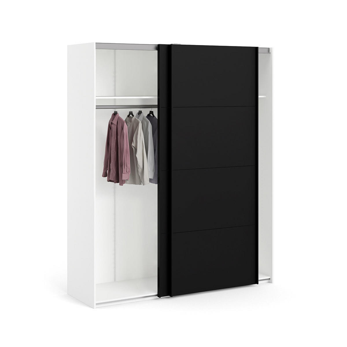 KLEIDERSCHRANK mattschwarz - Weiß, Holzwerkstoff (182/220/62cm) - ebuy24