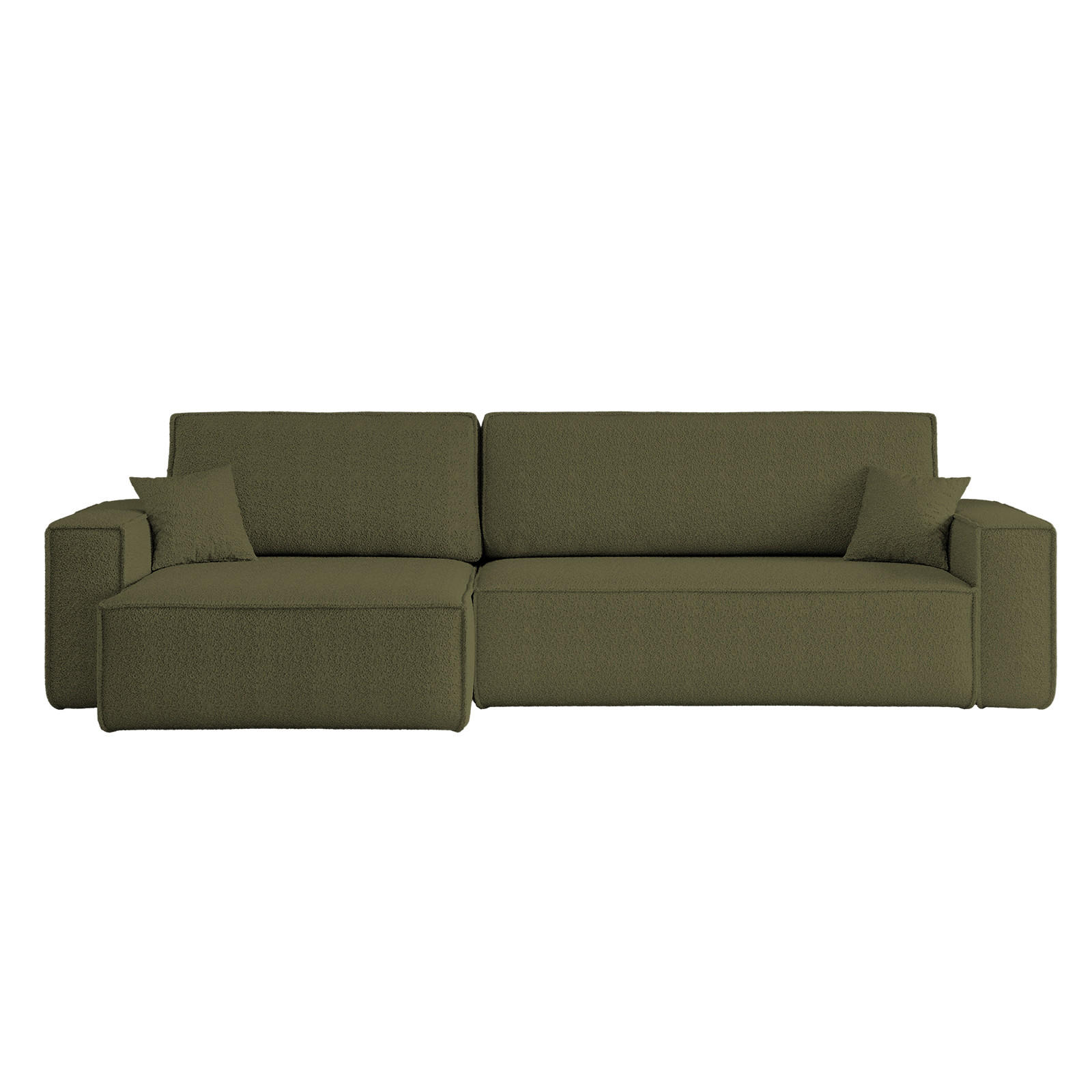ECKSOFA Mit Schlaffunktion Und Bettkasten, Eckcouch BEST XL Stoff Quelle Olive Links - Schwarz/Olivgrün, Holz/Kunststoff (142/274cm) - Kaiser Möbel